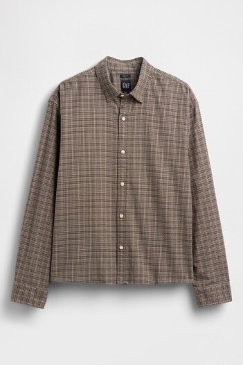 Camisa Oxford Cropped Hombre Brown Plaid