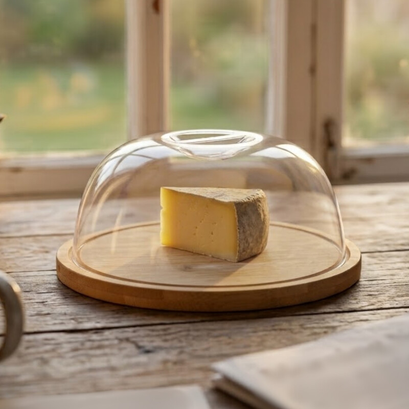 Quesera bamboo D18 x 8 cm c/acrilico MADERA