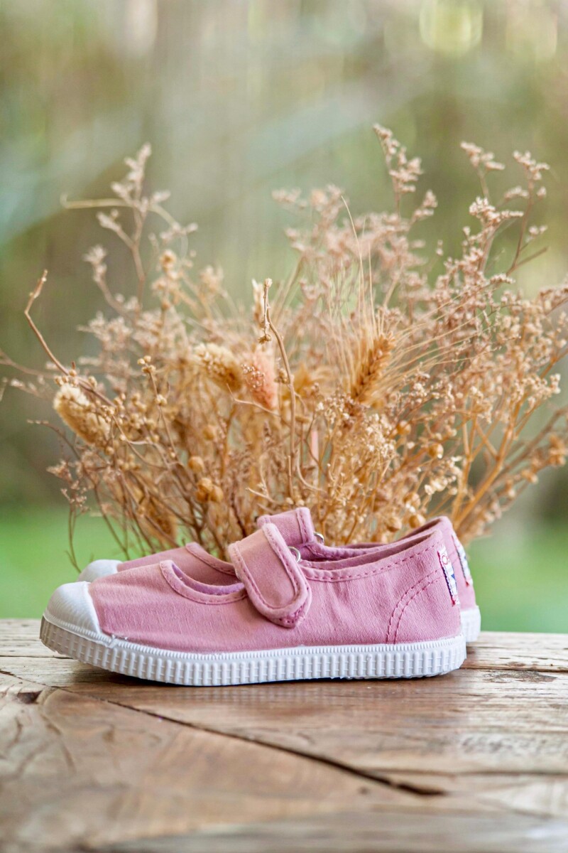 Merceditas puntera velcro tintado - Rosa 