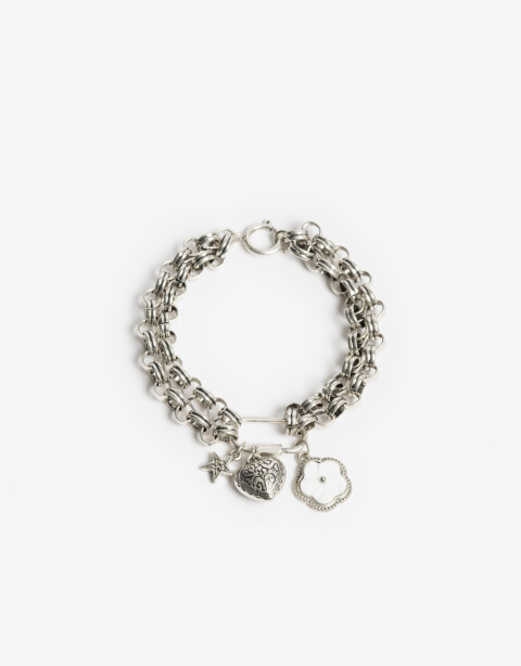 Pulseras Flexibles Piedras Pulsera Western Flor - Plateado Antique Silver