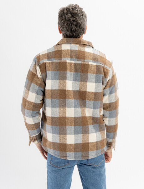 Sobrecamisa cuadros de sherpa beige