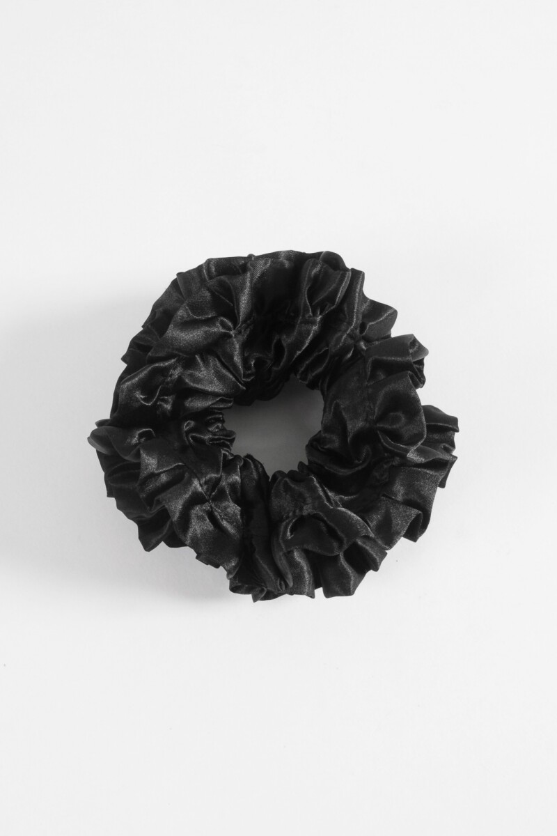 Gomita de pelo scrunchie flor negro