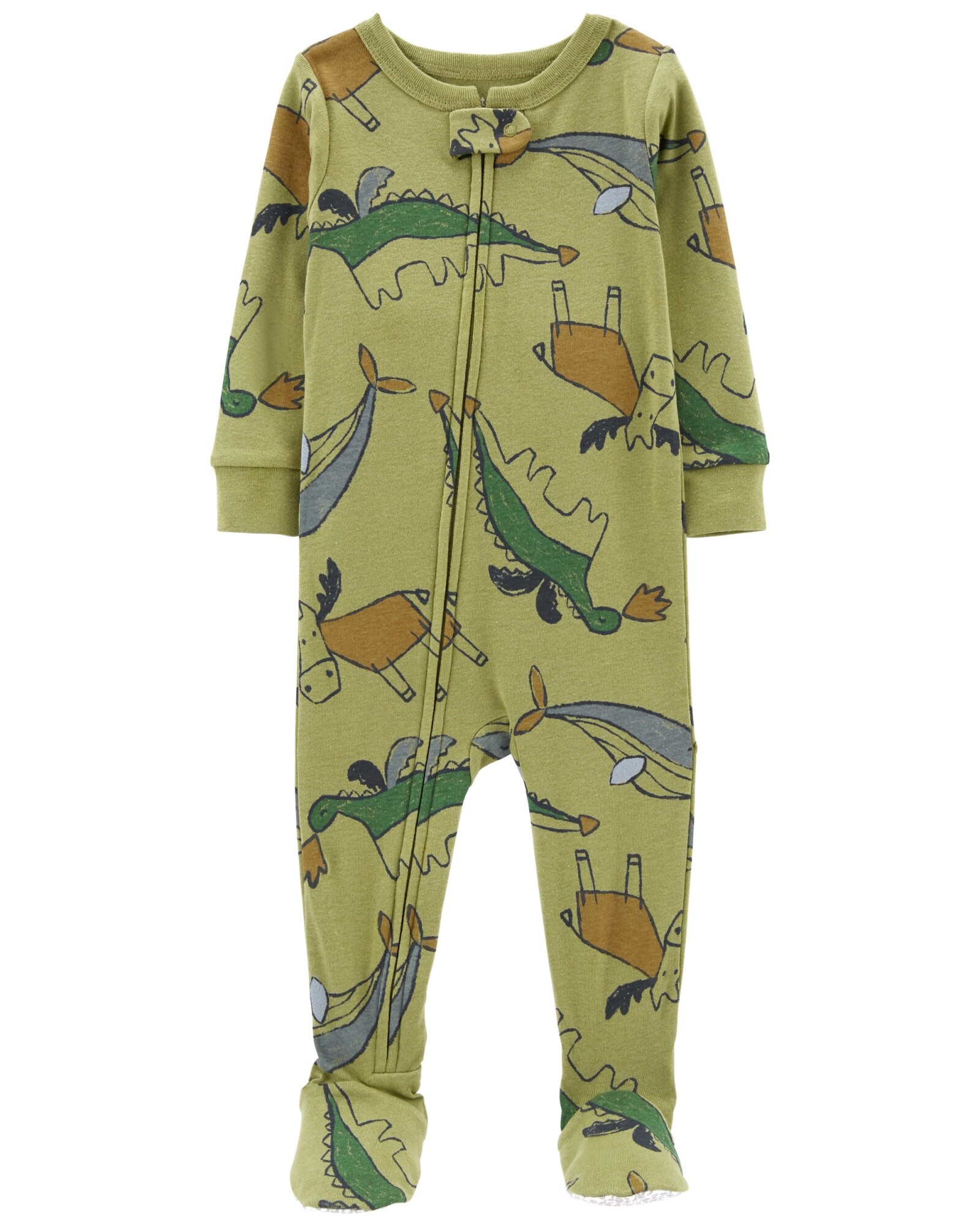Pijama una pieza de algodón con pie diseño animales Sin color