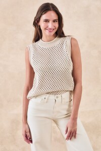 Top Calados Lurex Beige Melange