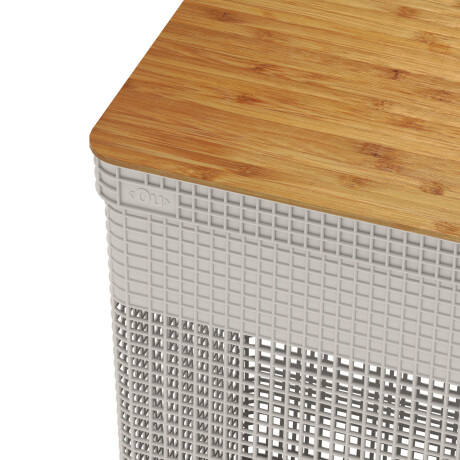 CESTA C/TAPA BAMBÚ PLASTICO-RECICLADO NATURAL-BEIGE GRID 49L