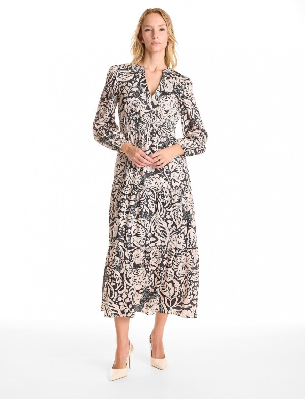 Vestido Maxi Floral NEGRO/BEIGE