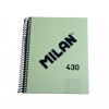 CUADERNO MILAN CON ESPIRAL TAMAÑO A5 CUADRICULADO DE 80 HOJAS COLOR VERDE PASTEL CUADERNO MILAN CON ESPIRAL TAMAÑO A5 CUADRICULADO DE 80 HOJAS COLOR VERDE PASTEL