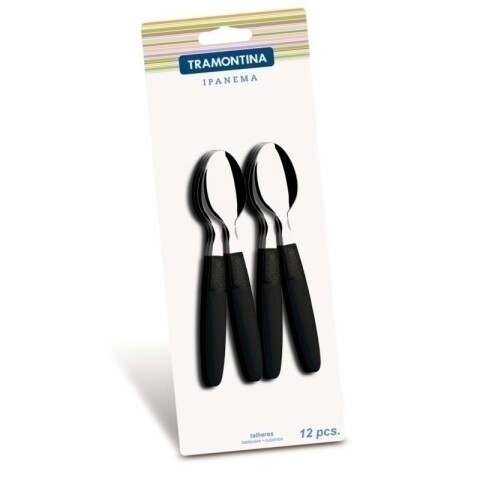 Cucharas té mango plástico negro IPANEMA, 12 piezas -TRAMONTINA TN9045