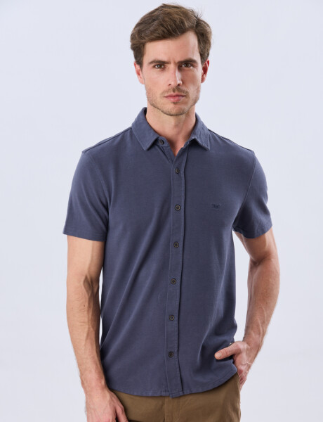 CAMISA PIQUÉ LISA Azul