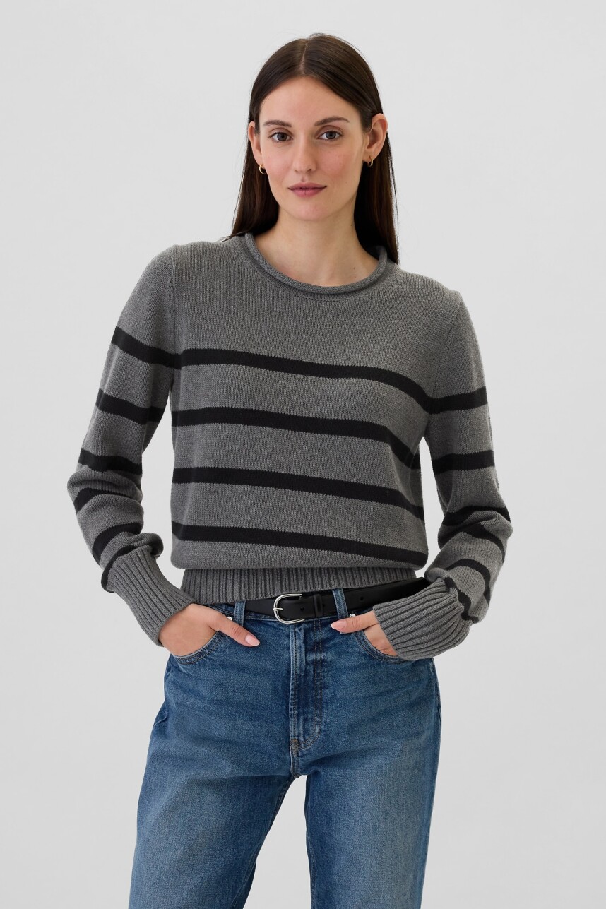 Buzo Algodón Mujer Grey Stripe