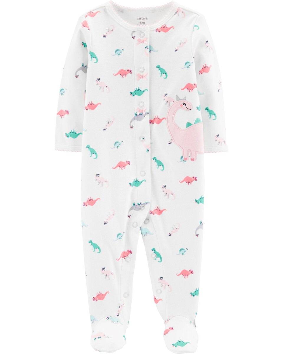 Pijama una pieza de algodón, con pie, diseño dinos 