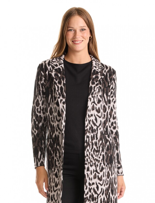 Chaqueta Tejida Larga NEGRO/GRIS