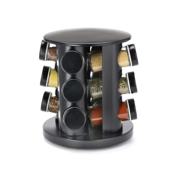 Especiero Giratorio 12 Frascos Vidrio Para Condimentos Cocina Acero Inoxidable Imback Negro Especiero Giratorio 12 Frascos Vidrio Para Condimentos Cocina Acero Inoxidable Imback Negro