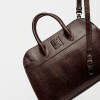 Cartera de Mano The Roots En Cuero Grabado Lagarto Marron