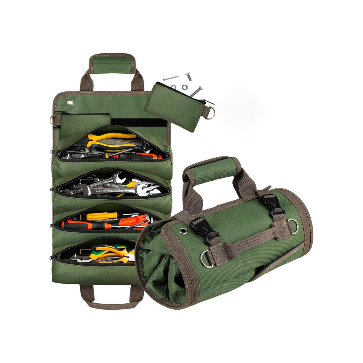 Bolso Herramientas Enrollable Organizador Práctico - Verde 