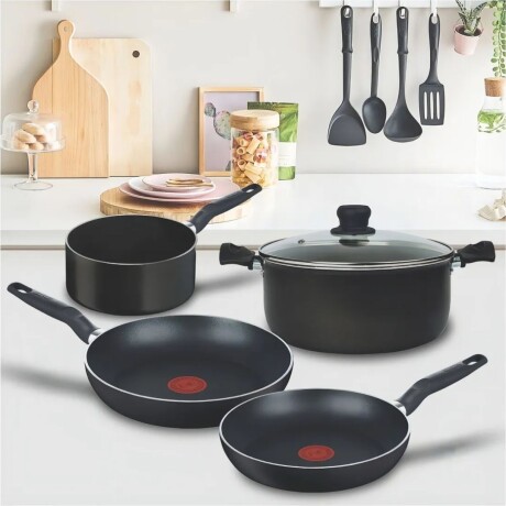 Batería de cocina Tefal 5 piezas antiadherentes | Color negro. Batería de cocina Tefal 5 piezas antiadherentes | Color negro.