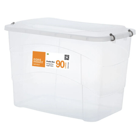 Caja Organizadora Plástica c/ Tapa y Trabas Pratic Box 90Lts Transparente