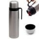 Termo acero inoxidable 1 lt con manija PLATEADO