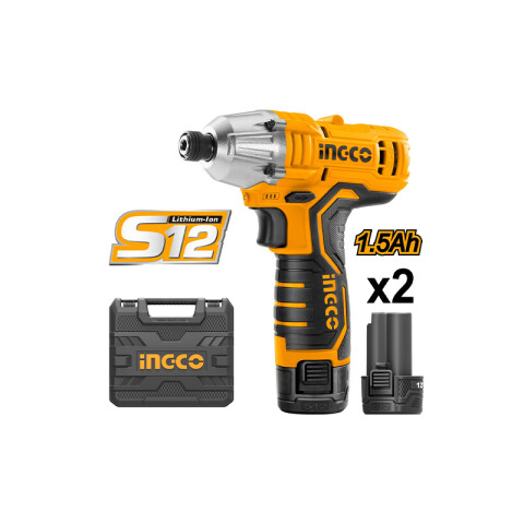 Taladro atornillador 1/4" de impacto 12V c/2 bat ING0105