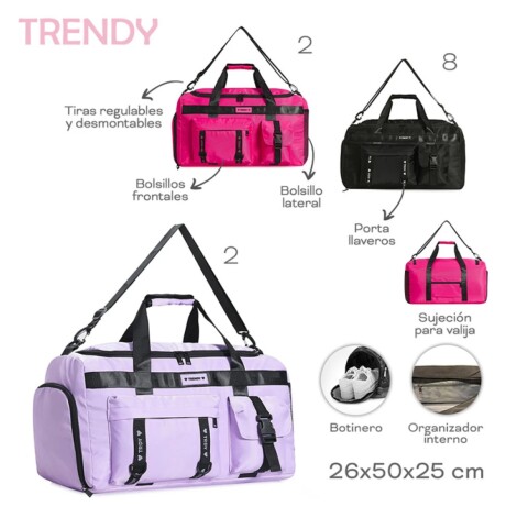 Bolso De Viaje Trendy Deportivo modelo Trdy Lila