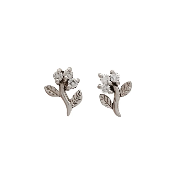 Caravanas Flor-Plata 925-Piedra zirconia-CA3028 conpiedra
