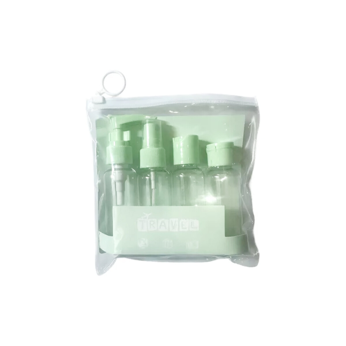 Set de frasquitos para viaje x6 accesorios en estuche - Verde 