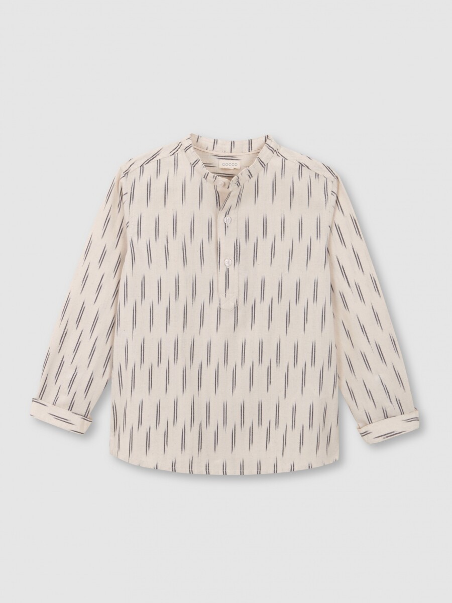 Camisa Estampada Ikat Blanco Roto
