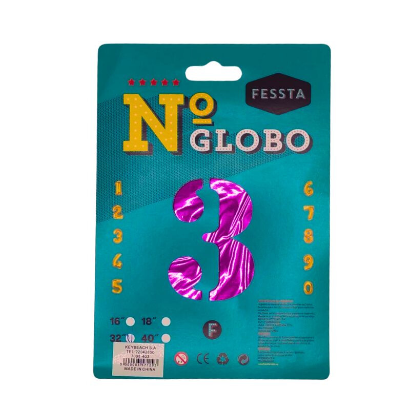 Globo Número Fessta 32" Fucsia TRES