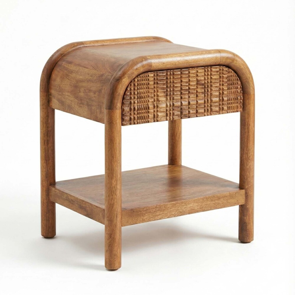 MESA DE LUZ MADERA-DE-MANGO MARRON 1C LEIF