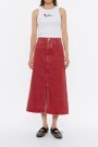 FALDA MIDI DENIM LÍNEA A Rojo