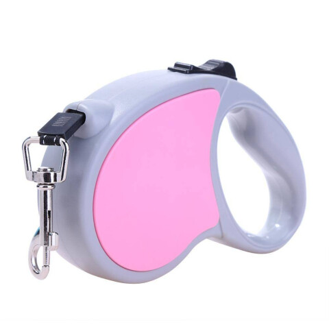 Correa Retractil Extensible Perros Mascotas 15 Kg 5 Metros Variante Color Rosado