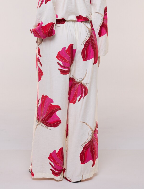 Conjunto Estampado De Blusa Y Pantalón Palazzo MULTI/FUCSIA