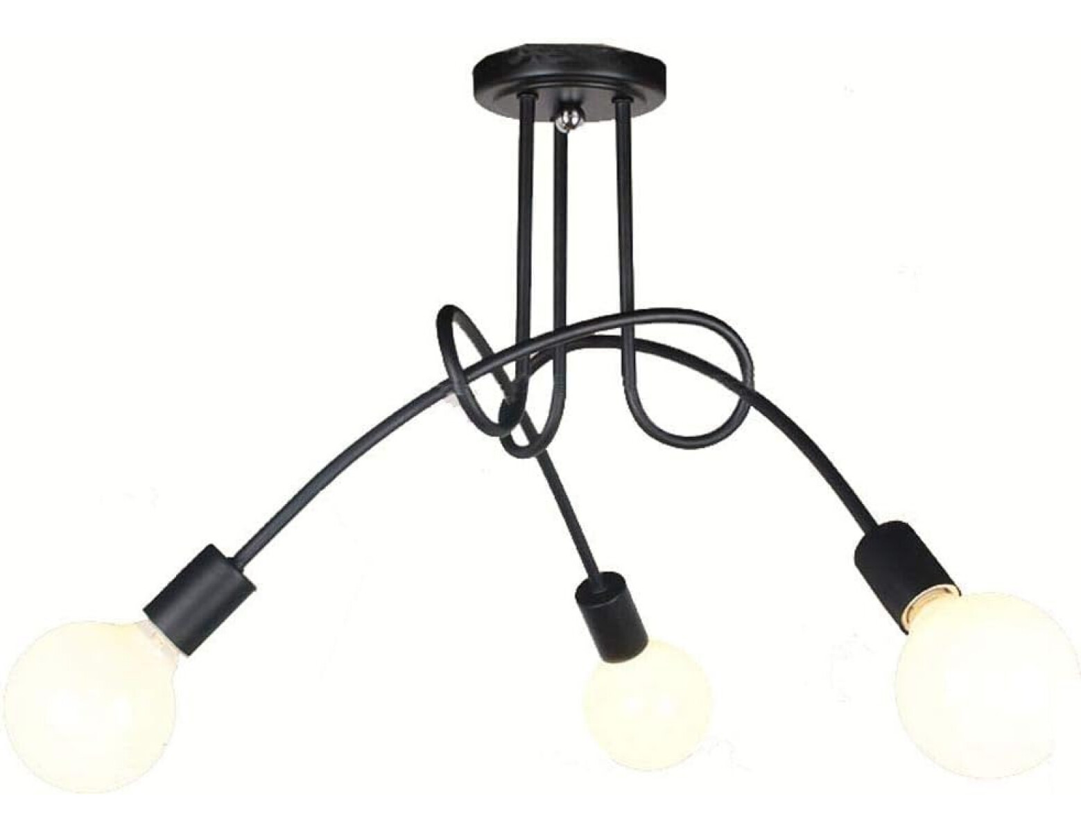 Lampara Colgante Araña 3 Brazos Aplique - Negro 