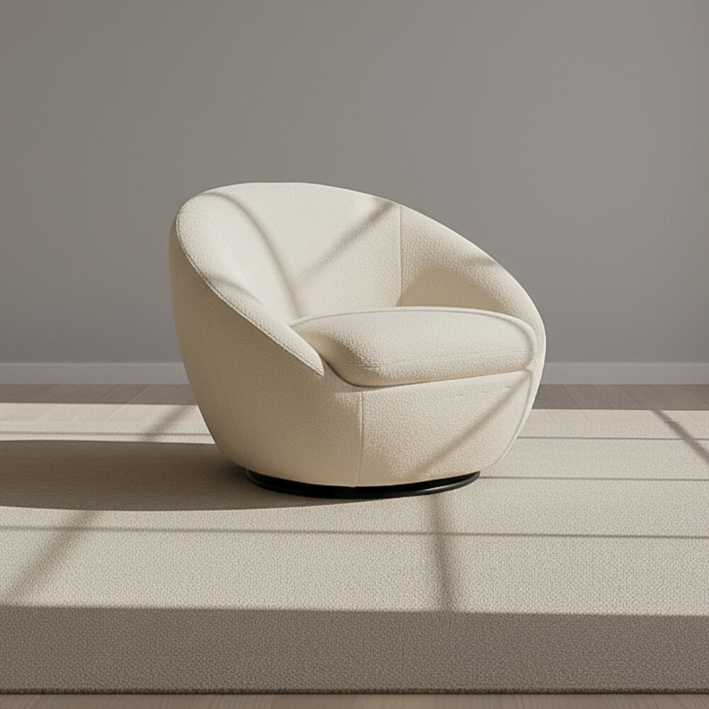 BUTACA GIRATORIA 1 CUERPO TELA BLANCO ORA OFFWHITE