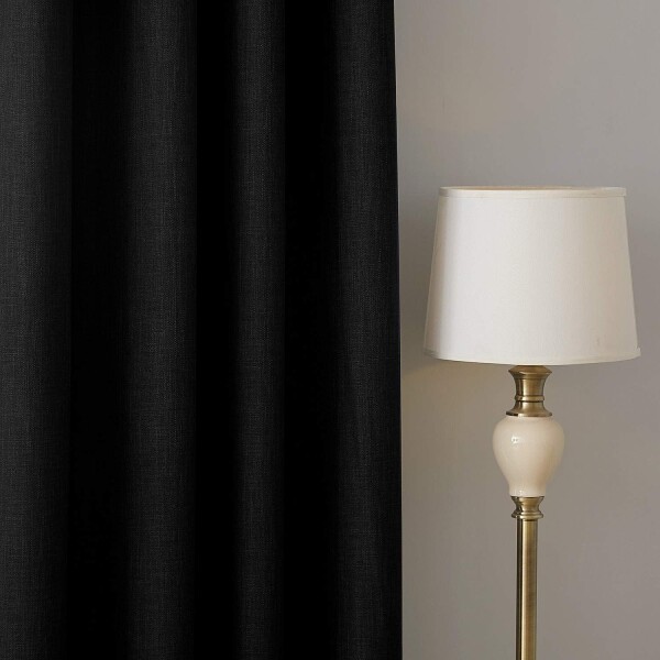 Cortina Blackout 100% Engomada Termica Set 2 Paños Tipo Lino Color Variante Negro
