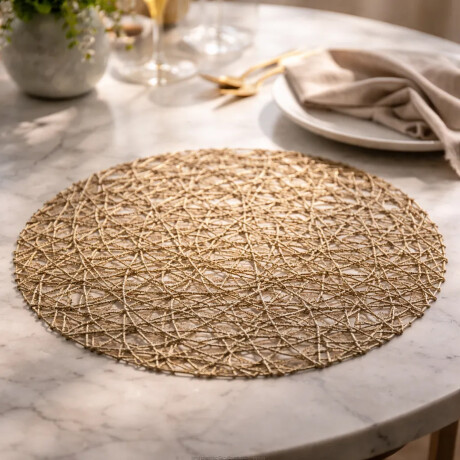 Mantel Individual Abstracto Redondo en PVC Ø38Cm Paramount Dorado