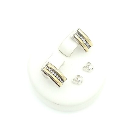 Par de caravanas de plata 925 y double en oro 18 ktes con circonias. Par de caravanas de plata 925 y double en oro 18 ktes con circonias.