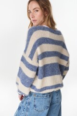 Cardigan Clover Crudo/Azul