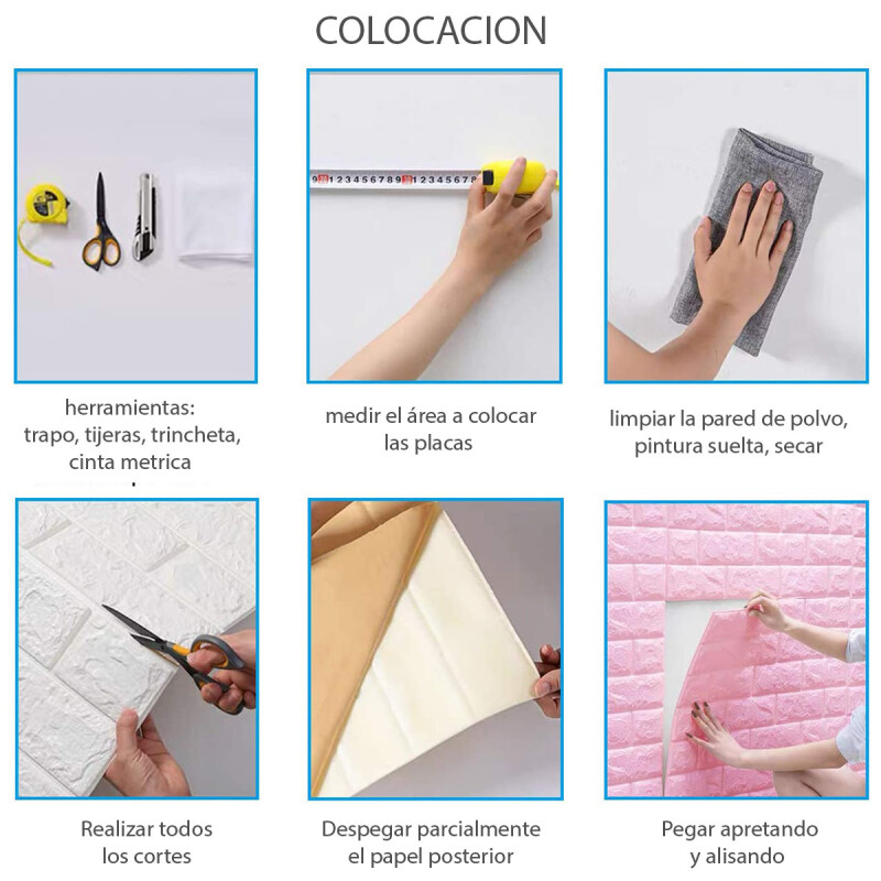 Placa adhesiva de ladrillo para pared BLANCO