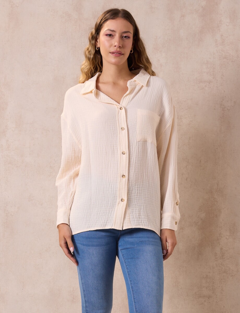 Camisa Bolsillo - Beige 