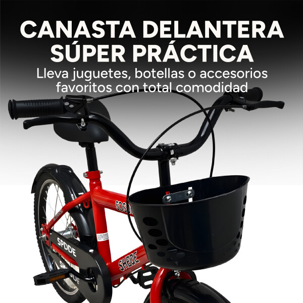 Bicicleta Infantil Shengdi R16 Canasto Parrilla Guardabarros Rojo 1