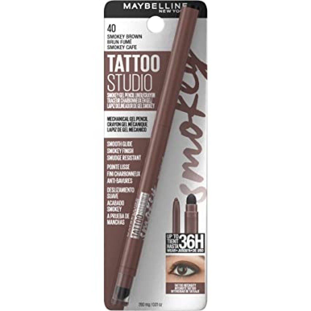 Maybelline Tattoo Studio 36H Lapiz Delineador De Gel Nº 40 Smokey Brown 