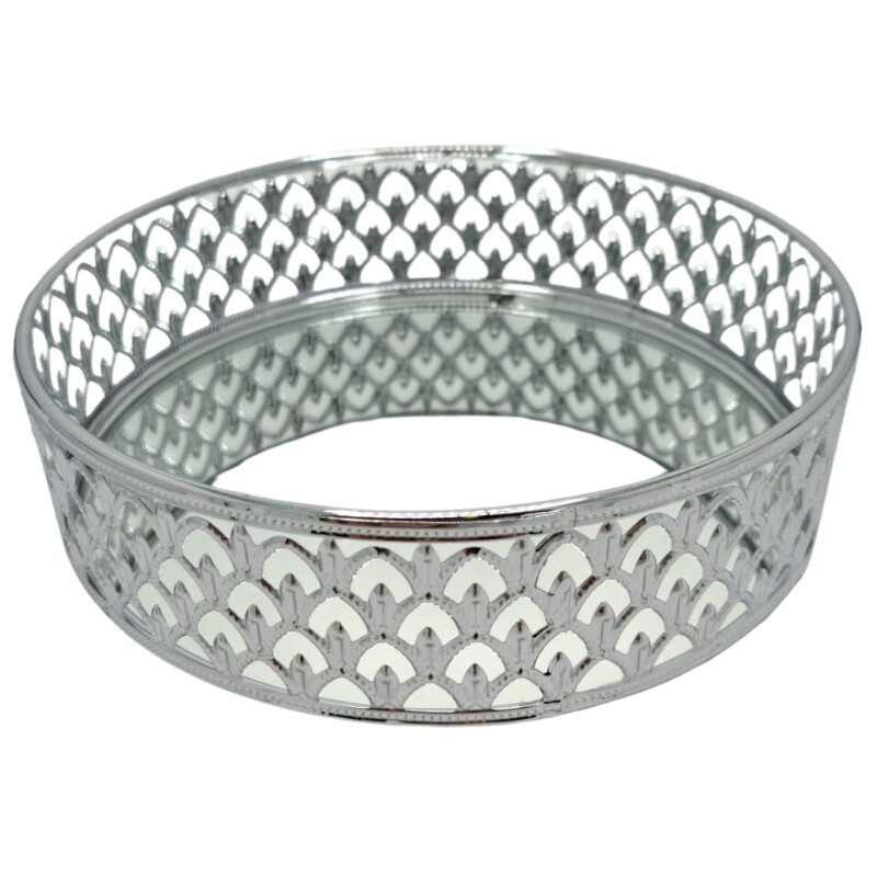 Bandeja Metalica Plateada de 20CM C/ Espejo Bandeja Metalica Plateada de 20CM C/ Espejo