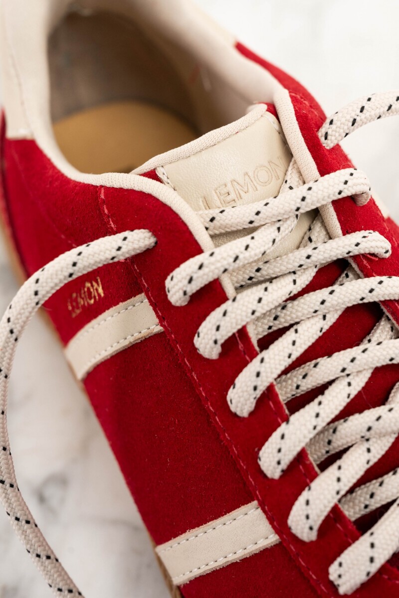 Zapatilla Gamuza Cuero Rojo