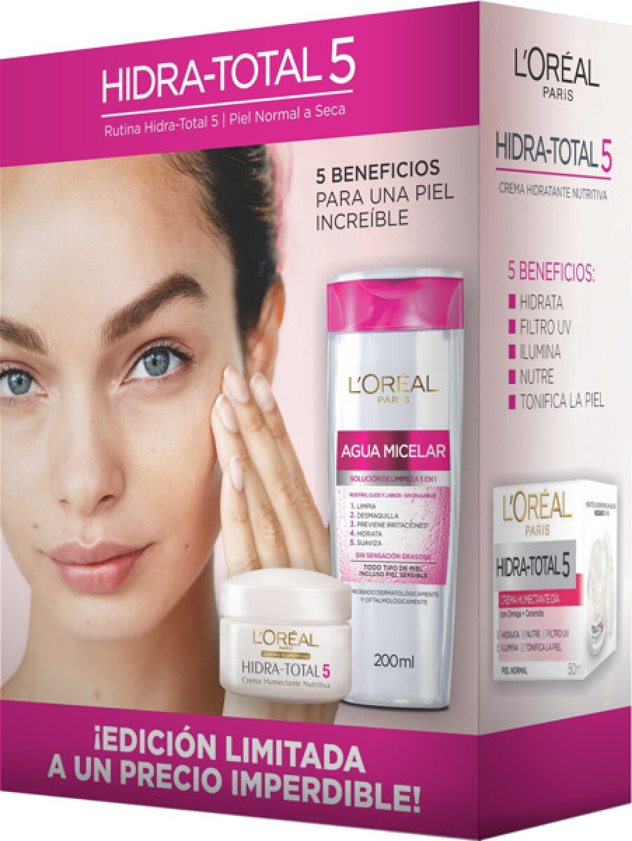 L’Oréal Hidra Total 5 Crema Hidratante + Agua Micelar HT5 Pack 50+200ml – Hidratación Completa