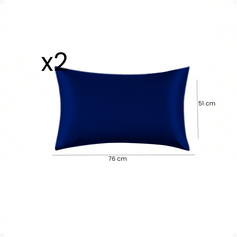 Funda Almohada De Satín Satén Tipo Seda Suave Azul