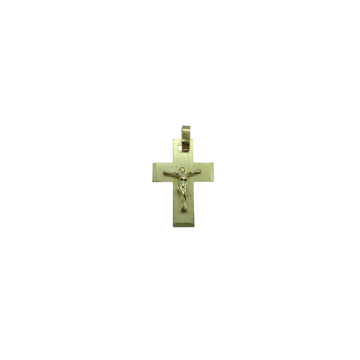 Cruz chata de oro amarillo 18k con Cristo [CR] 