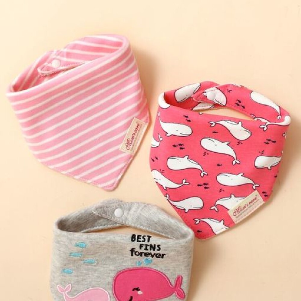 Set baberos bandana x3 delfin rosa