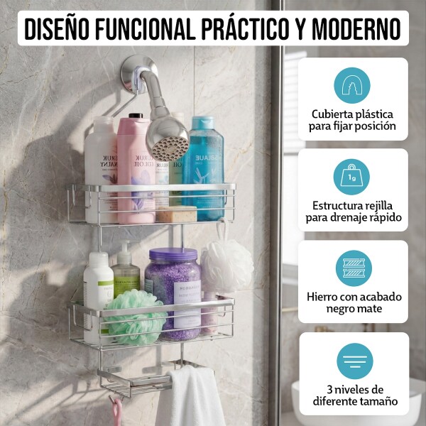 Organizador De Ducha Colgante 3 Niveles Jabonera Baño Acero Imback Color Plateado Organizador De Ducha Colgante 3 Niveles Jabonera Baño Acero Imback Color Plateado