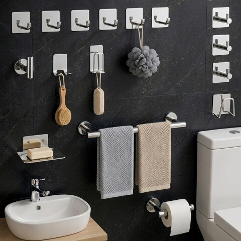 Set De Accesorios Para Baño Juego 16 Piezas Acero Inoxidable IMBACK Color Plateado Set De Accesorios Para Baño Juego 16 Piezas Acero Inoxidable IMBACK Color Plateado